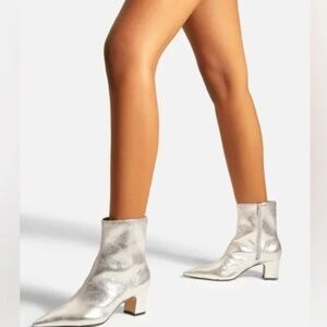 New Silver Leather Boots size 7